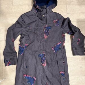 Boden Gray and Pink owl Print Trench Coat SIZE 8